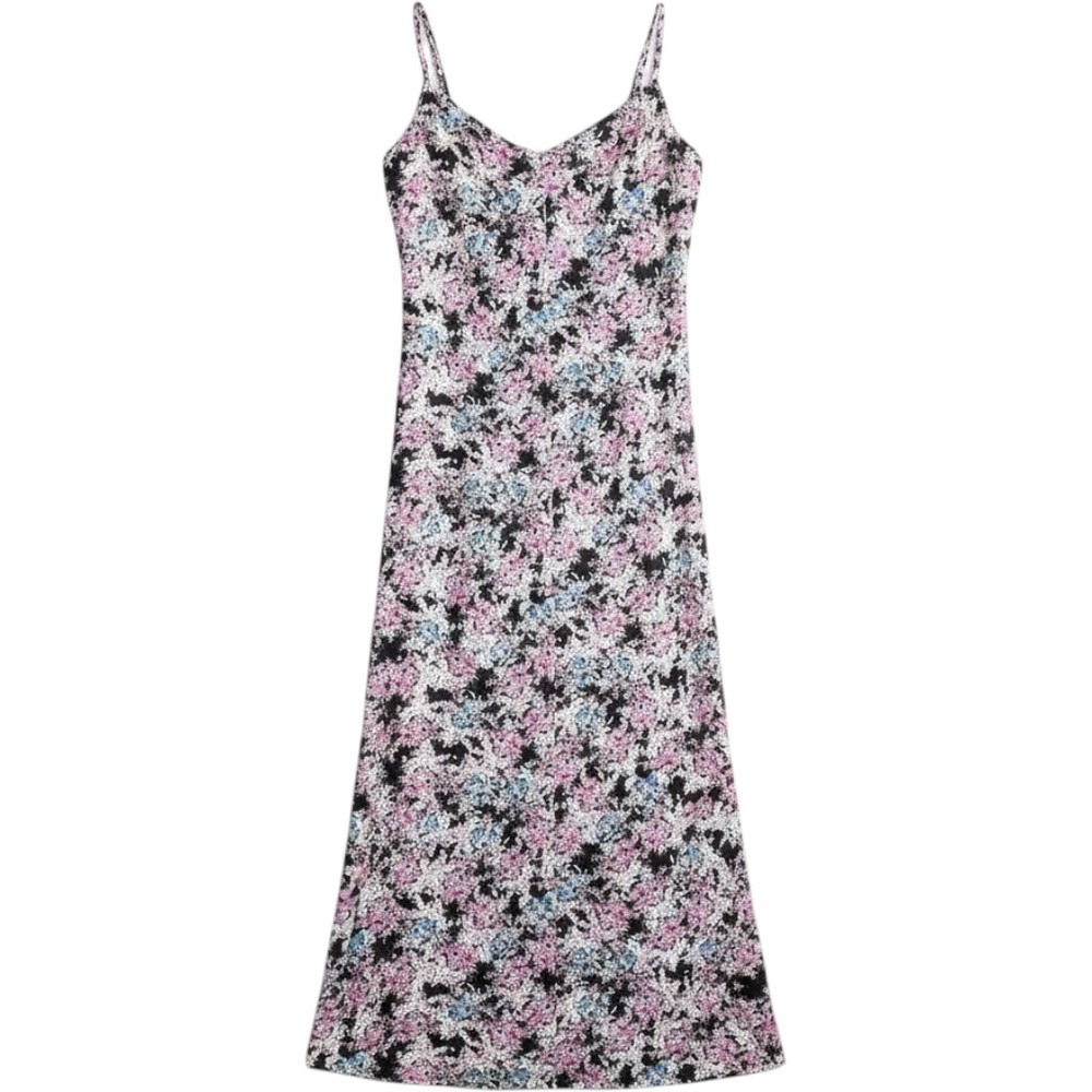 AFRM Floral Slip Dress XS Black Pink Blue Midi Grunge Whimsygoth